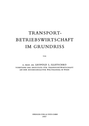 Transport-Betriebswirtschaft im Grundriss