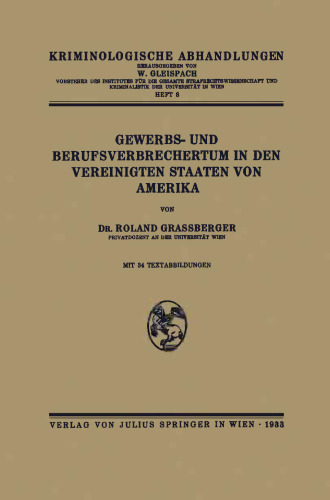 Gewerbs- und Berufsverbrechertum in den Vereinigten Staaten von Amerika