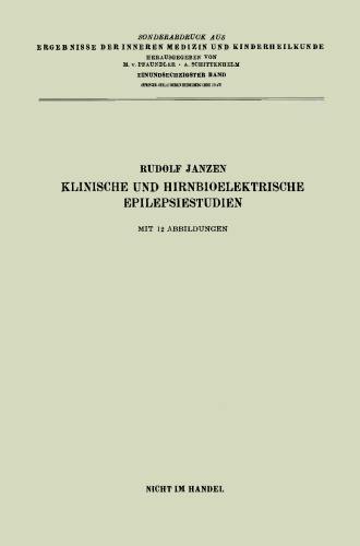 Klinische und hirnbioelektrische Epilepsiestudien