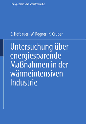 Untersuchung über energiesparende Maßnahmen in der wärmeintensiven Industrie