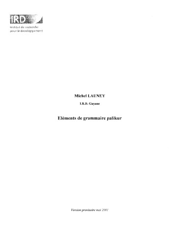 Eléments de grammaire palikur