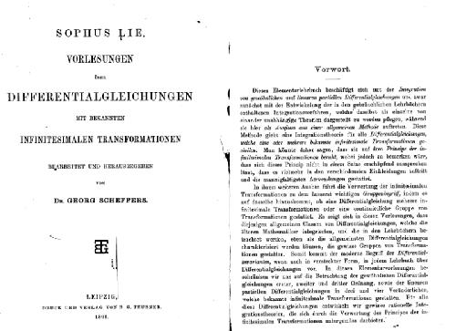 Vorlesungen ueber Differentialgleichungen mit bekannten infinitesimalen Transformationen