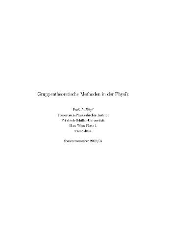 Gruppentheoretische Metoden in der Physik