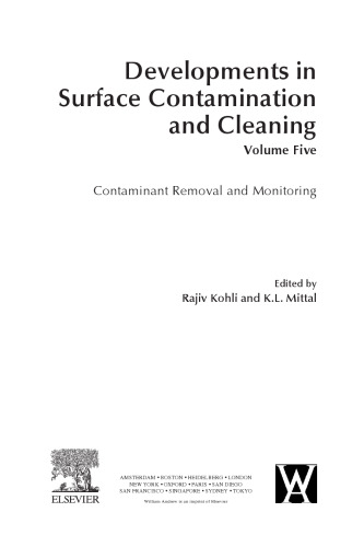 Developments in Surface Contamination and Cleaning. Contaminant Removal and Monitoring