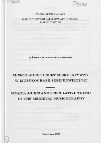 Musica muris i nurt spekulatywny w muzykografii średniowiecznej