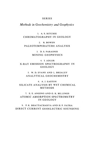 Elemental Analysis in Geochemistry: A. Major Elements