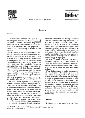 Marine Bioprocess Engineering, Proceedings of an International Symposium organized under auspices of The Working Party on Applied Biocatalysis of the European Federation of Biotechnology and The European Society for Marine Biotechnology