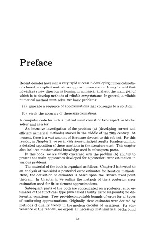 Reliable Methods for Computer Simulation: Error Control and A Posteriori Estimates