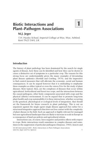 Biotic Interactions in Plant-Pathogen Associations