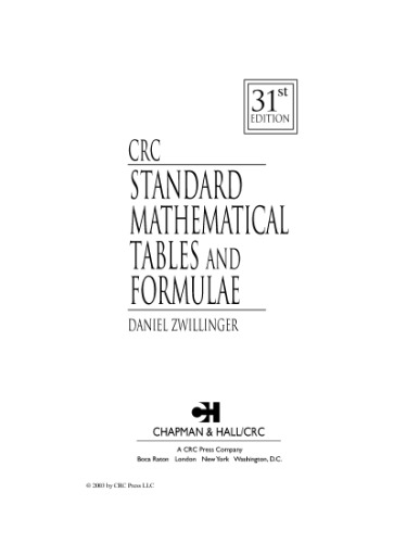 CRC standard mathematical tables and formulae