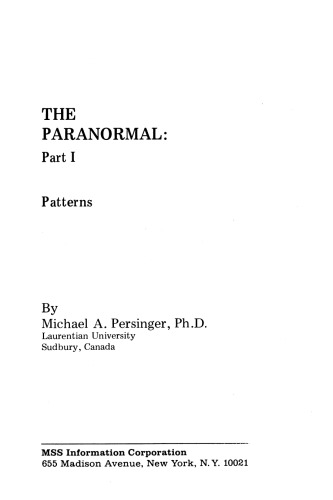 The Paranormal: The Patterns