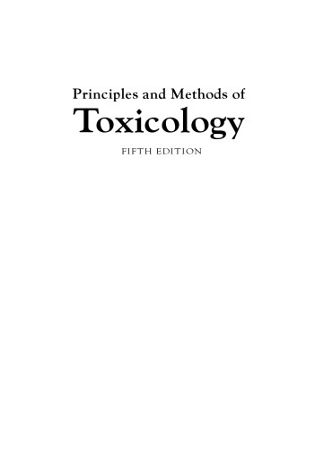 Principles and Methods of Toxicology, Fifth Edition