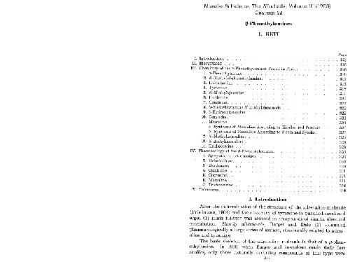 Beta-Phenethylamines Manske and Holmes, The Alkaloids