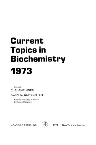 Current Topics in Biochemistry 1973