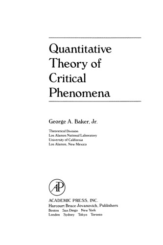 Quantitative Theory of Critical Phenomena