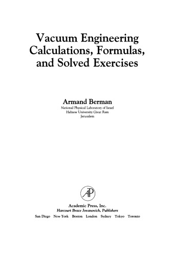 Vacuum Engineering Calculations, Formulas, and Solved Exercises