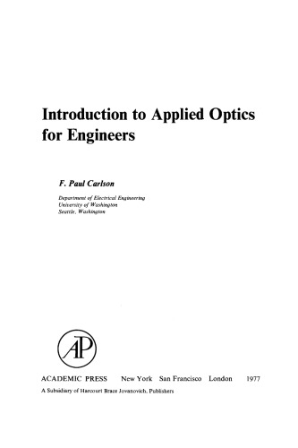 Introduction to Applied Optics for Engineers