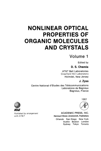 Nonlinear Optical Properties of Organic Molecules and Crystals. Volume 1