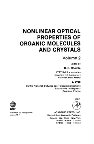 Nonlinear Optical Properties of Organic Molecules and Crystals. Volume 2