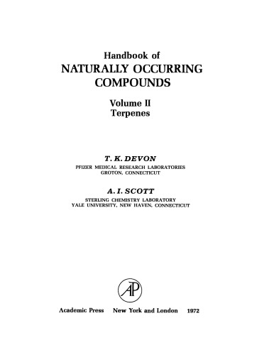 Handbook of Naturally Occurring Compounds. Volume 2: Terpenes