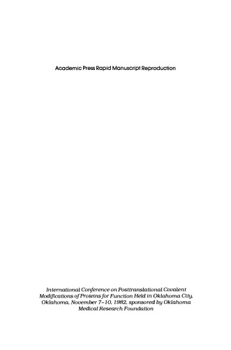 Posttranslational Covalent Modifications of Proteins