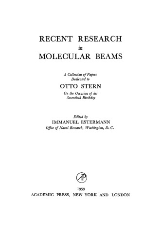 Recent Research in Molecular Beams