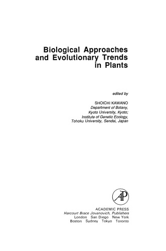 Biological Approaches and Evolutionary Trends in Plants