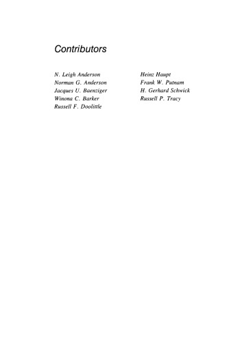 The Plasma Proteins. Structure, Function, and Genetic Control