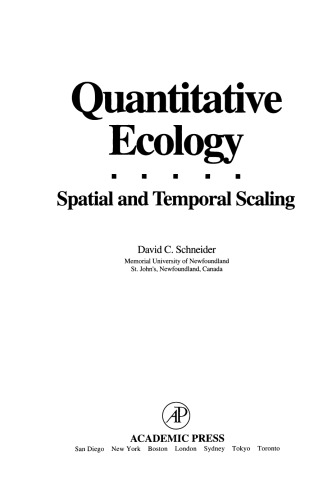 Quantitative Ecology. Spatial and Temporal Scaling