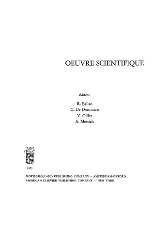 Claude Bloch. Scientific Works Oeuvre Scientifique