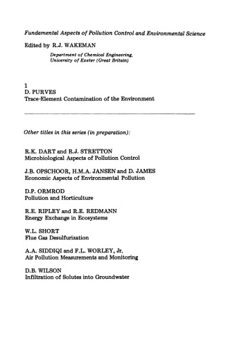 Trace Element Contamination of the Environment