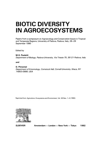 Biotic Diversity in Agroecosystems