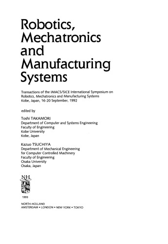 Robotics, Mechatronics and Manufacturing Systems