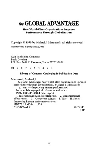 The Global Advantage. How World-Class Organizations Improve Performance Through Globalization