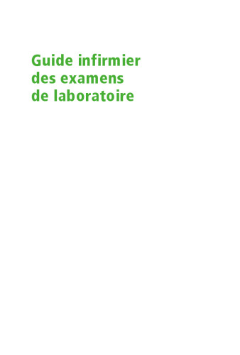 Guide infirmier des examens de laboratoire