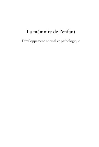 La mémoire de l'enfant