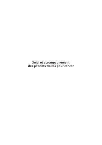 Suivi médical du patient traité pour un cancer