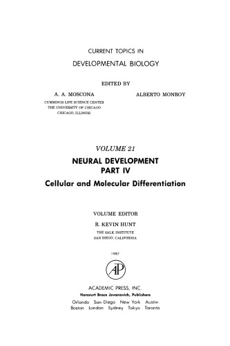 Neural Development Part IVCellular and Molecular Differentiation