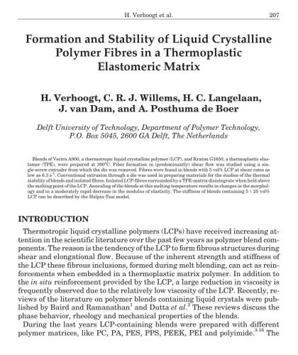 Processing and Properties of Liquid Crystalline Polymers and LCP Based Blends