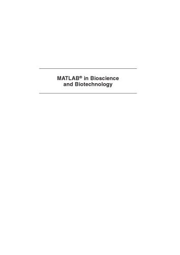 MATLAB® in bioscience and biotechnology