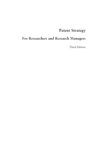 Patent Strategy for Researchers and Research Managers