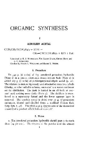 Organic Syntheses An annual publication of satisfactory methods