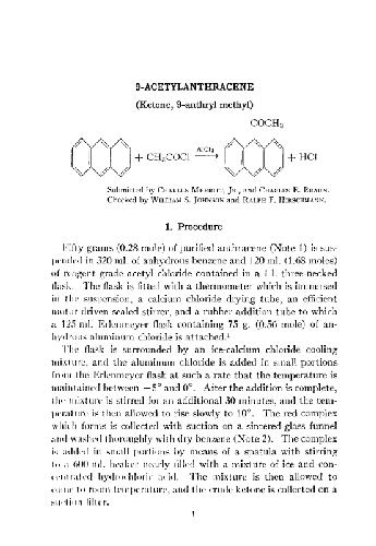 Organic Syntheses An annual publication of satisfactory methods