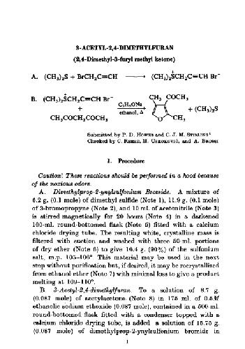 Organic Syntheses An annual publication of satisfactory methods