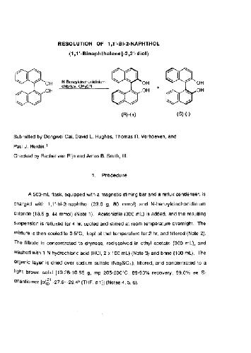 Organic Syntheses An annual publication of satisfactory methods