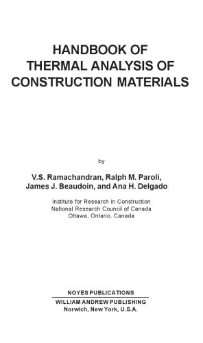 Handbook of Thermal Analysis of Construction Materials