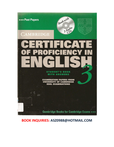 Cambridge Certificate of Proficiency in English 3 Self Study Pack with Answers: Examination Papers from University of Cambridge ESOL Examinations