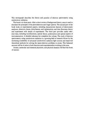 Electron Spectrometry of Atoms using Synchrotron Radiation