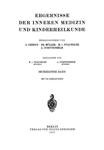 Ergebnisse der Inneren Medizin und Kinderheilkunde: Sechzigster Band