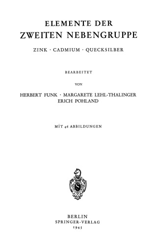 Elemente der Zweiten Nebengruppe: Zink · Cadmium · Quecksilber